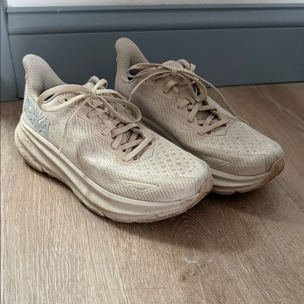 Hoka Cream Athletic Shoes